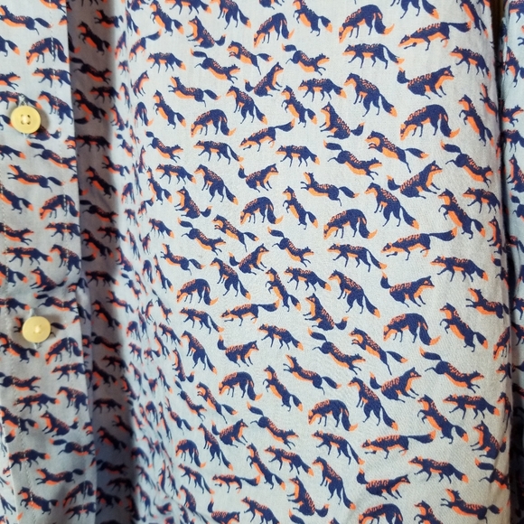 Charleston Threads Cotton All Over Fox Print Preppy Button Down LS Shirt - Picture 6 of 11